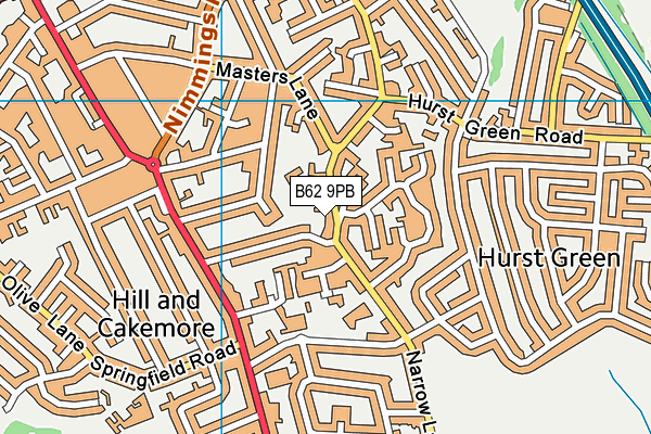 B62 9PB map - OS VectorMap District (Ordnance Survey)