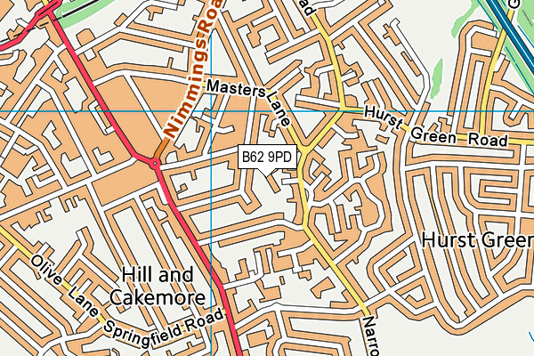 B62 9PD map - OS VectorMap District (Ordnance Survey)