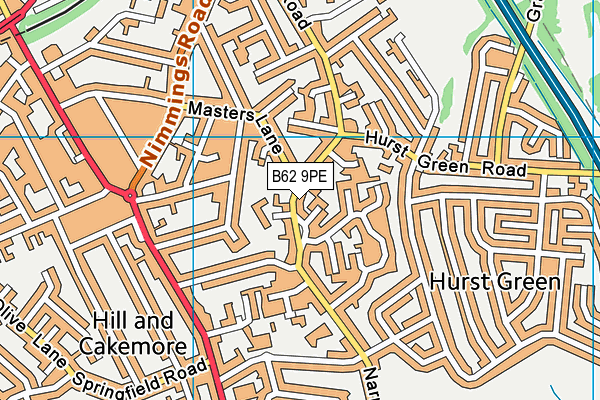 B62 9PE map - OS VectorMap District (Ordnance Survey)