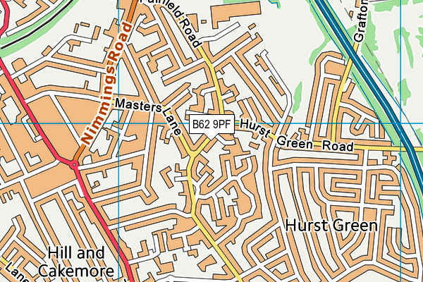 B62 9PF map - OS VectorMap District (Ordnance Survey)