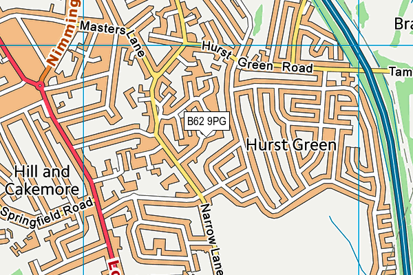 B62 9PG map - OS VectorMap District (Ordnance Survey)