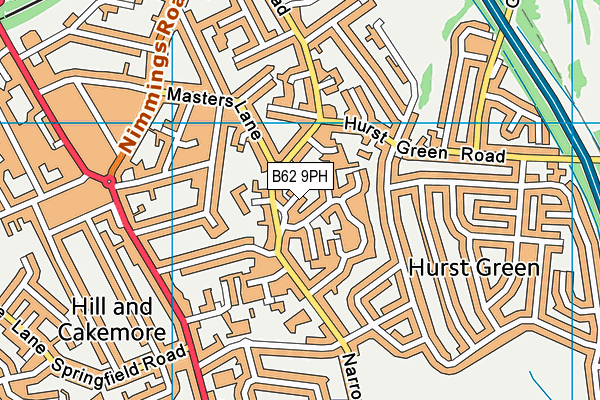 B62 9PH map - OS VectorMap District (Ordnance Survey)