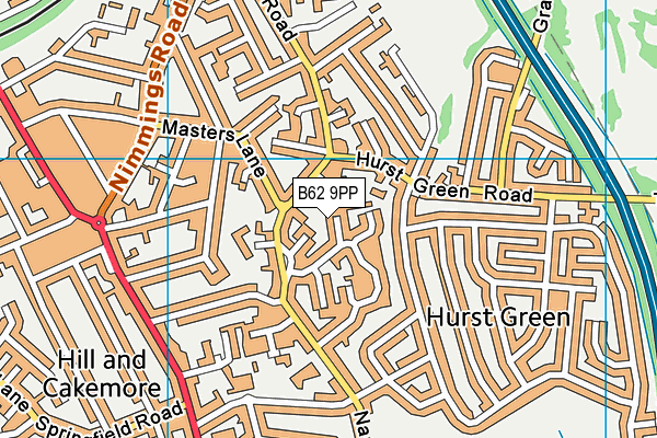 B62 9PP map - OS VectorMap District (Ordnance Survey)