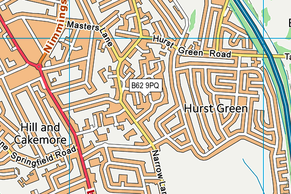 B62 9PQ map - OS VectorMap District (Ordnance Survey)