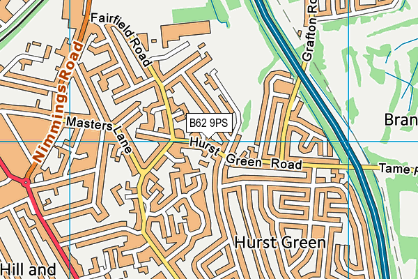 B62 9PS map - OS VectorMap District (Ordnance Survey)