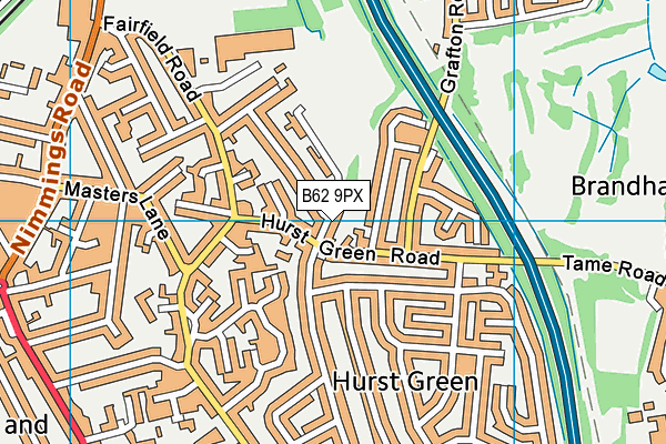 B62 9PX map - OS VectorMap District (Ordnance Survey)