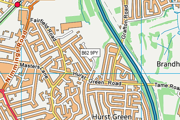 B62 9PY map - OS VectorMap District (Ordnance Survey)