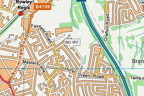 B62 9PZ map - OS VectorMap District (Ordnance Survey)