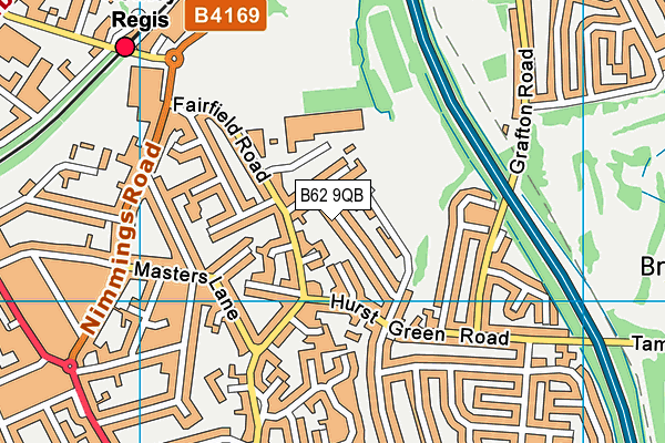 B62 9QB map - OS VectorMap District (Ordnance Survey)