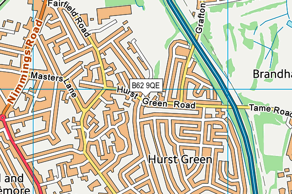 B62 9QE map - OS VectorMap District (Ordnance Survey)