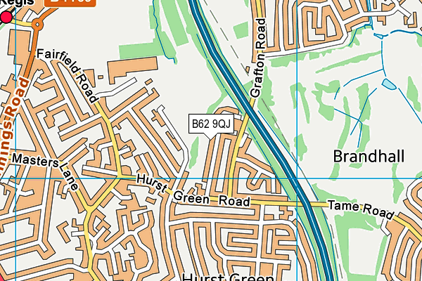 Hurst Green Park map (B62 9QJ) - OS VectorMap District (Ordnance Survey)