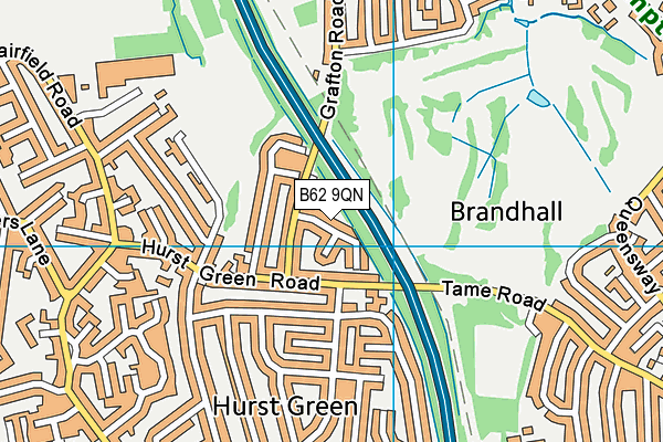 B62 9QN map - OS VectorMap District (Ordnance Survey)