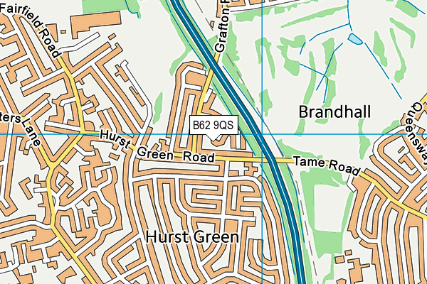 B62 9QS map - OS VectorMap District (Ordnance Survey)