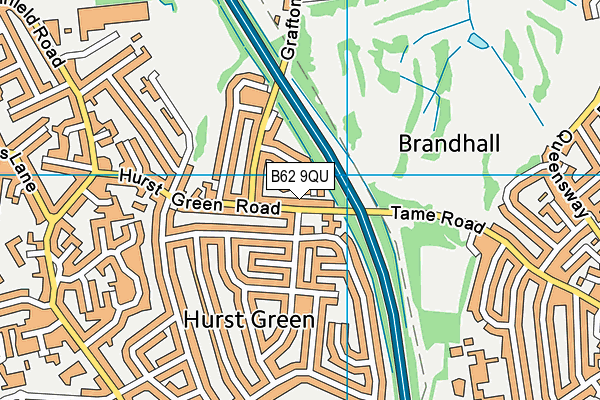 B62 9QU map - OS VectorMap District (Ordnance Survey)