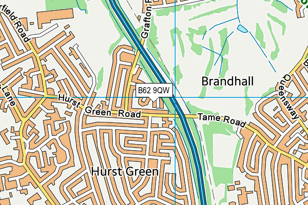 B62 9QW map - OS VectorMap District (Ordnance Survey)