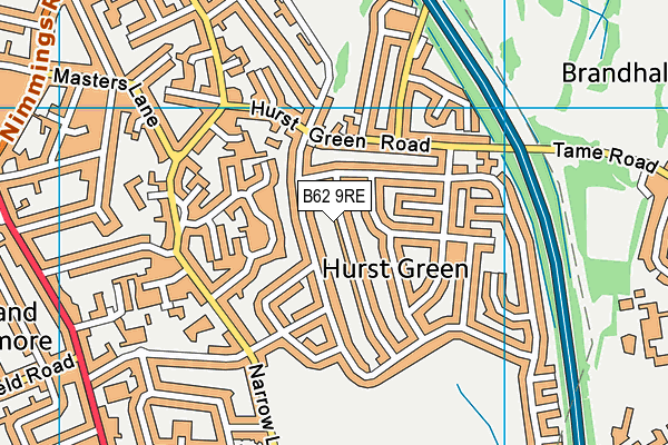 B62 9RE map - OS VectorMap District (Ordnance Survey)