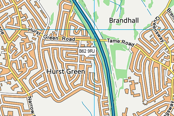 B62 9RJ map - OS VectorMap District (Ordnance Survey)