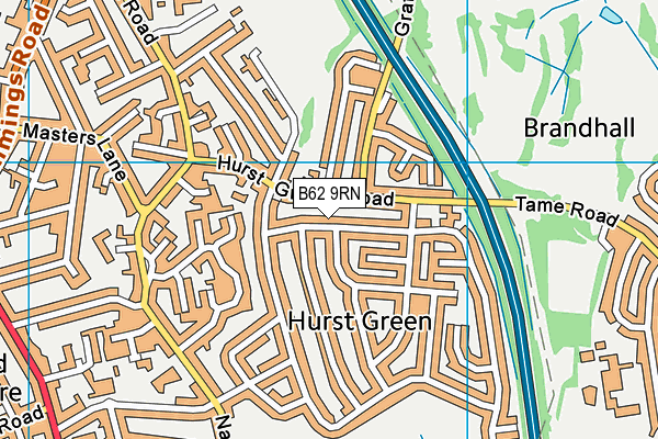 B62 9RN map - OS VectorMap District (Ordnance Survey)
