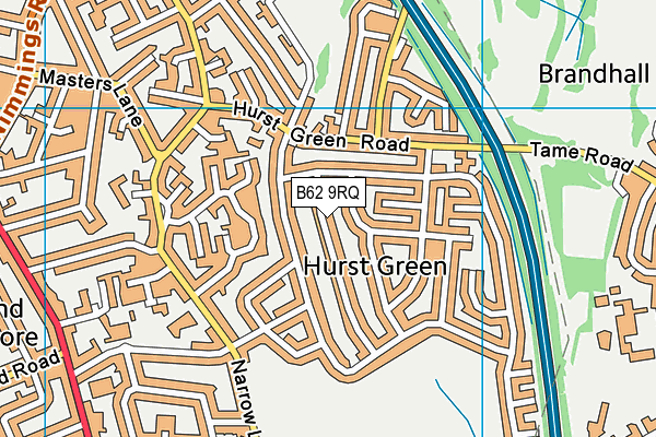 B62 9RQ map - OS VectorMap District (Ordnance Survey)