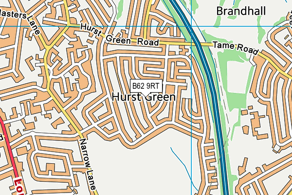 B62 9RT map - OS VectorMap District (Ordnance Survey)