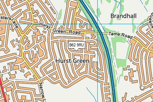 B62 9RU map - OS VectorMap District (Ordnance Survey)