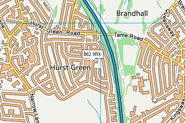 B62 9RX map - OS VectorMap District (Ordnance Survey)