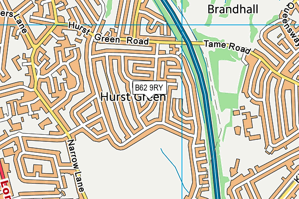 B62 9RY map - OS VectorMap District (Ordnance Survey)