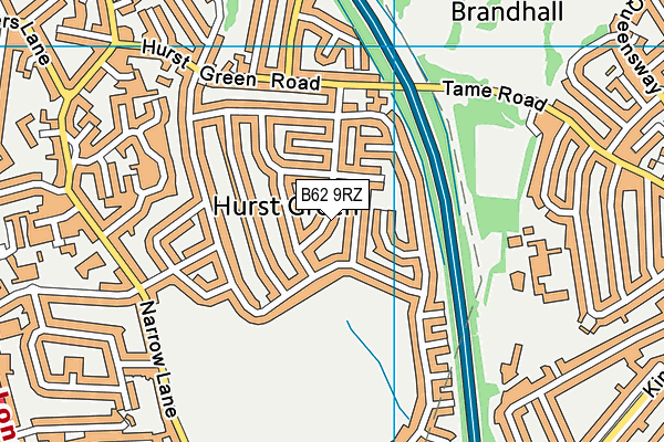B62 9RZ map - OS VectorMap District (Ordnance Survey)