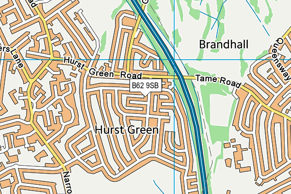 B62 9SB map - OS VectorMap District (Ordnance Survey)