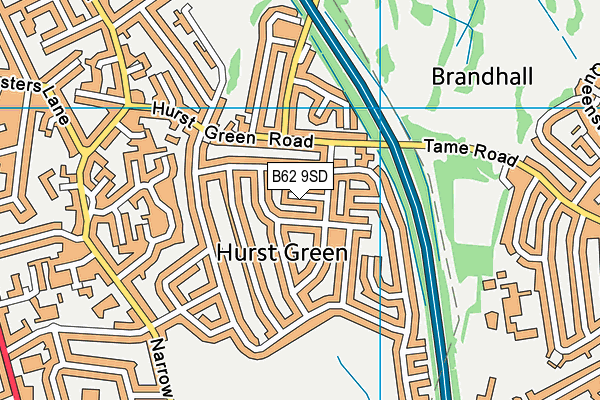 B62 9SD map - OS VectorMap District (Ordnance Survey)