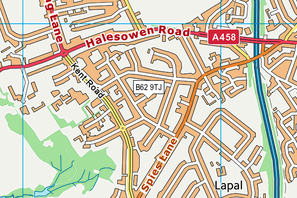 B62 9TJ map - OS VectorMap District (Ordnance Survey)