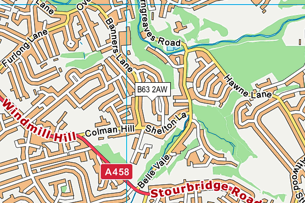 B63 2AW map - OS VectorMap District (Ordnance Survey)