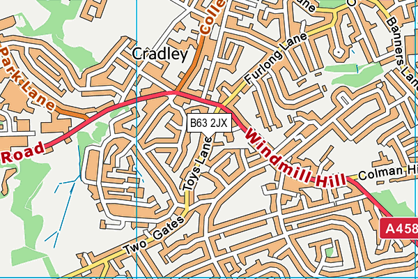 B63 2JX map - OS VectorMap District (Ordnance Survey)