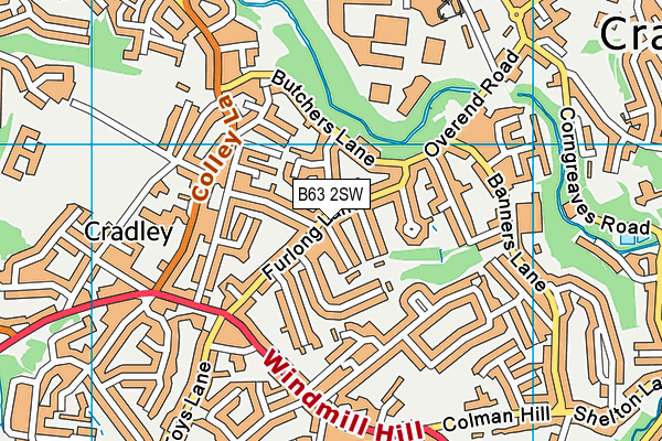 B63 2SW map - OS VectorMap District (Ordnance Survey)