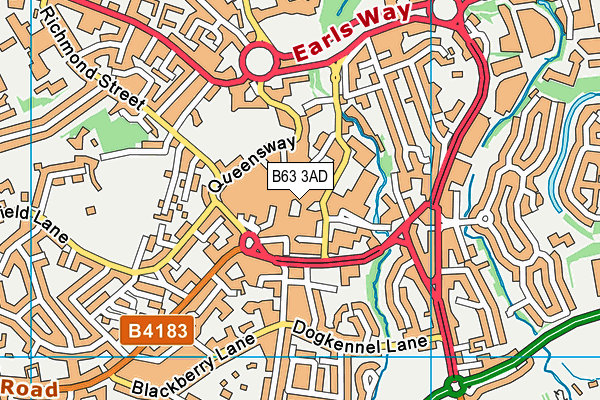 B63 3AD map - OS VectorMap District (Ordnance Survey)