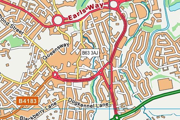 B63 3AJ map - OS VectorMap District (Ordnance Survey)