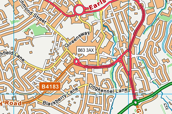 B63 3AX map - OS VectorMap District (Ordnance Survey)