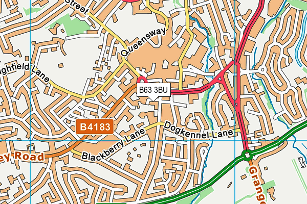 B63 3BU map - OS VectorMap District (Ordnance Survey)