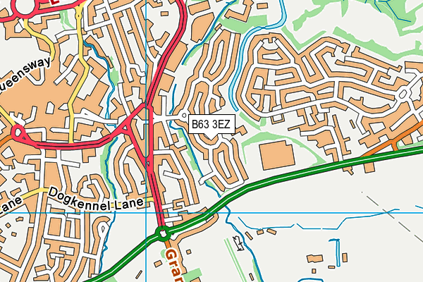 B63 3EZ map - OS VectorMap District (Ordnance Survey)