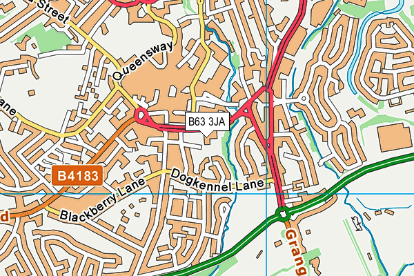 B63 3JA map - OS VectorMap District (Ordnance Survey)