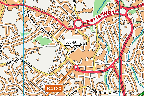 B63 4AH map - OS VectorMap District (Ordnance Survey)