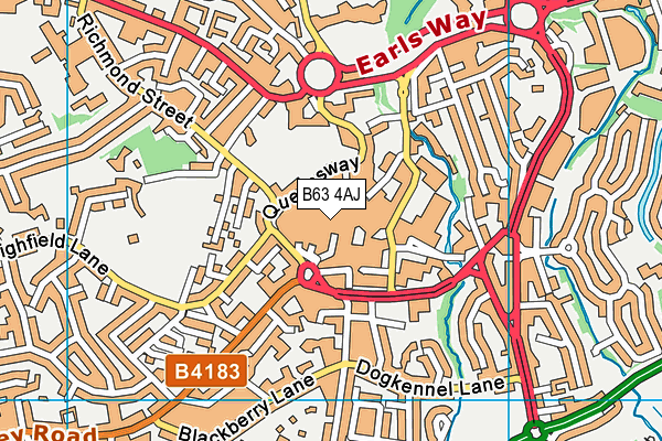 B63 4AJ map - OS VectorMap District (Ordnance Survey)