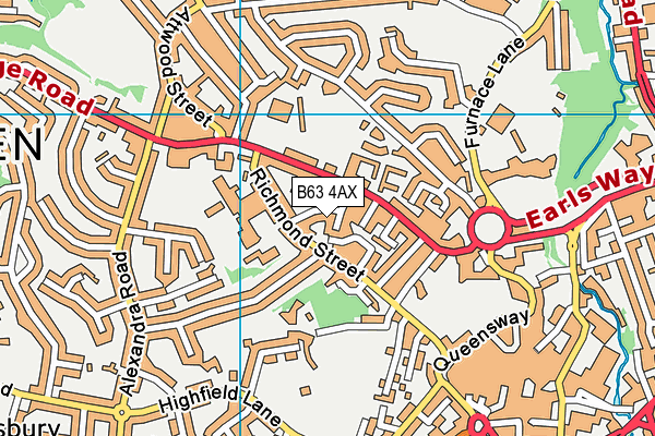B63 4AX map - OS VectorMap District (Ordnance Survey)