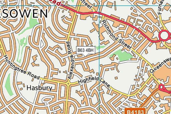 B63 4BH map - OS VectorMap District (Ordnance Survey)