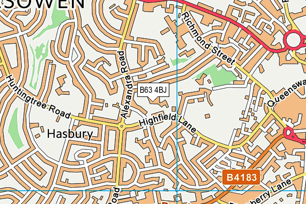 B63 4BJ map - OS VectorMap District (Ordnance Survey)