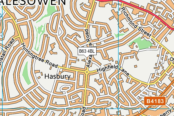 B63 4BL map - OS VectorMap District (Ordnance Survey)