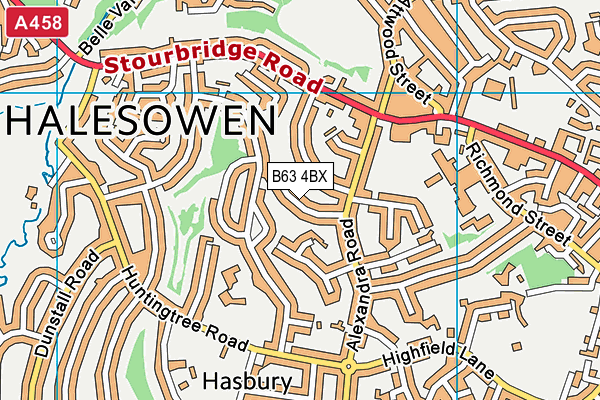 B63 4BX map - OS VectorMap District (Ordnance Survey)