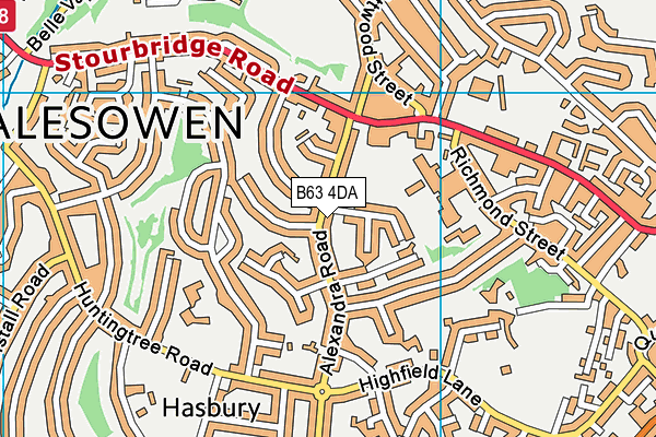 B63 4DA map - OS VectorMap District (Ordnance Survey)