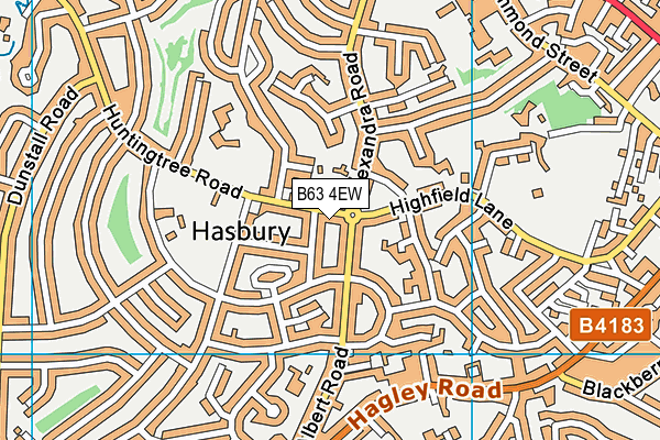 B63 4EW map - OS VectorMap District (Ordnance Survey)