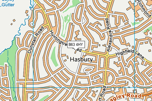 Huntingtree Primary School map (B63 4HY) - OS VectorMap District (Ordnance Survey)